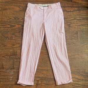 Berle Red and White Striped Seersucker Pants
